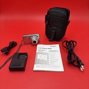 Olympus FE-250 Silver 8.0MP Digital Camera/Battery/Carry Case...TESTED